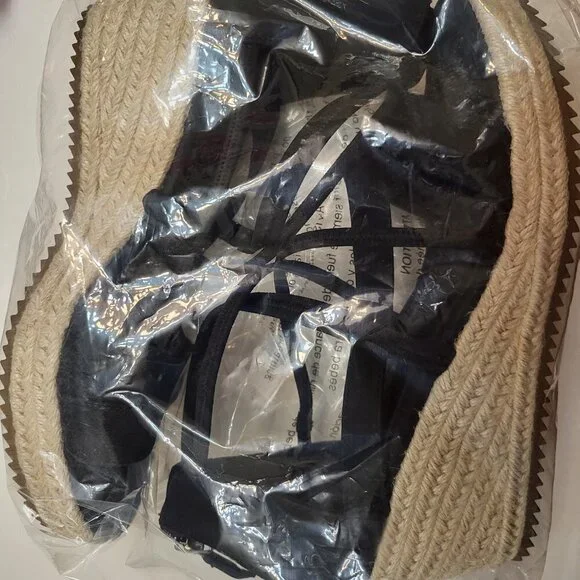 Eileen Fisher Sandals 8.5 Wedge Espadrilles Black Faux Suede Casual Comfort NWOB - Picture 10 of 10